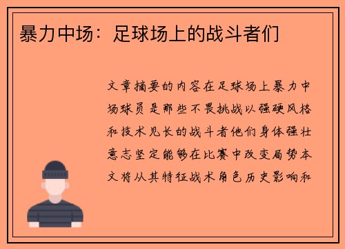 暴力中场：足球场上的战斗者们